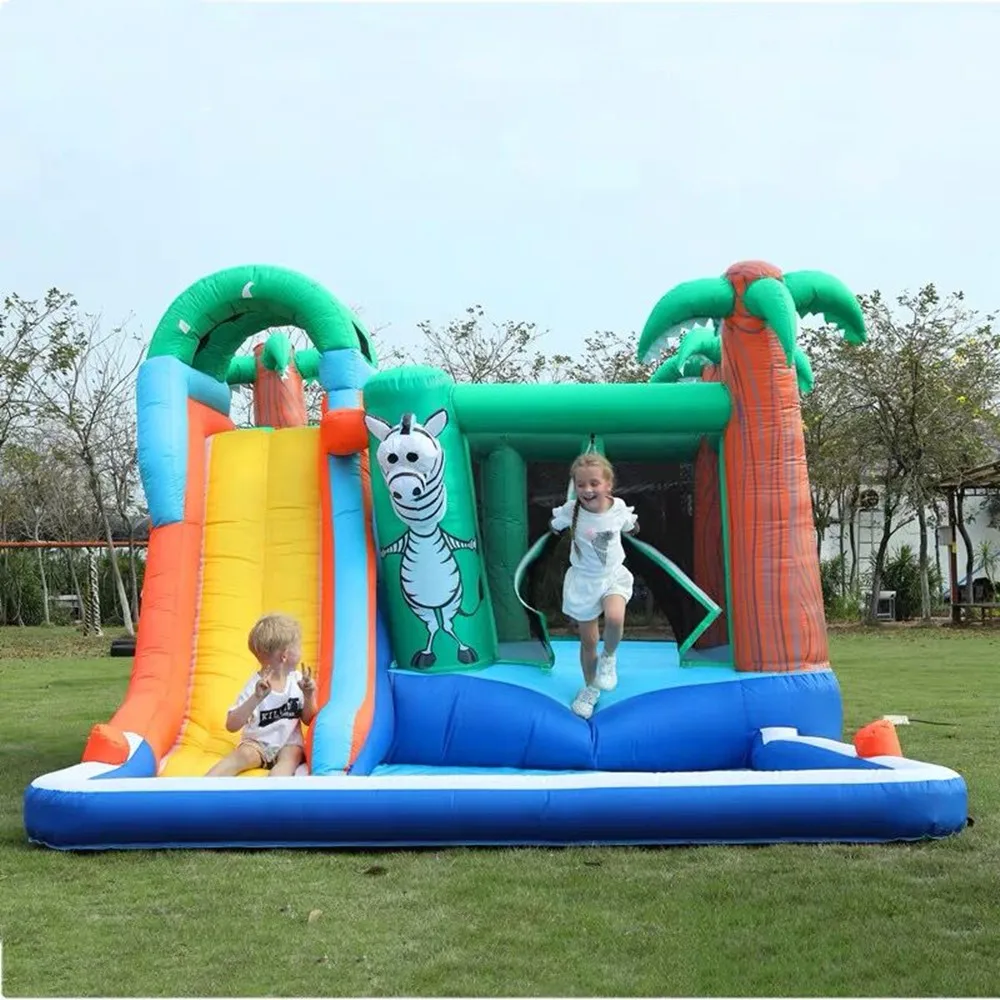 

Free Shipping Inflatable Bounce House Blow-Up Jump Bouncy Castle for Kids with Air Blower Easy Set Up for Hours of Backyard Play