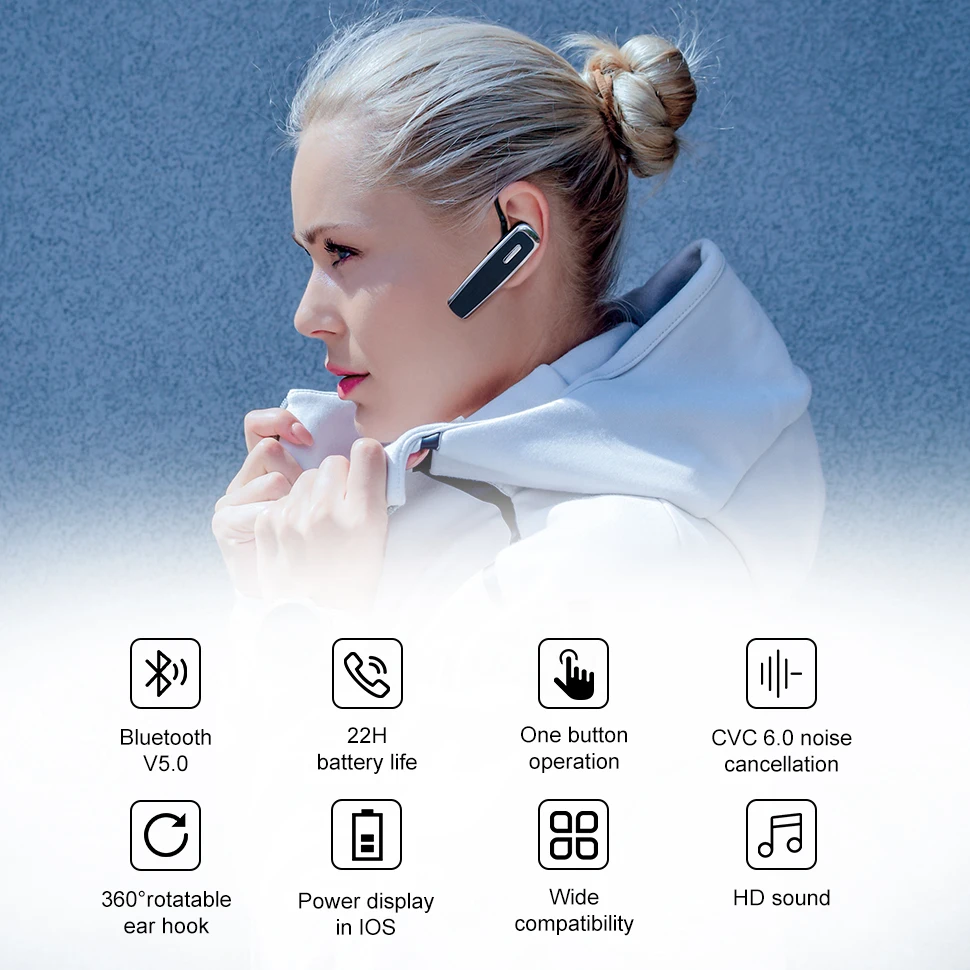 Новинка Bee B30 Bluetooth наушники 22H время разговора Поворотная гарнитура громкой связи беспроводные наушники с шумоподавлением Микрофон для телефона