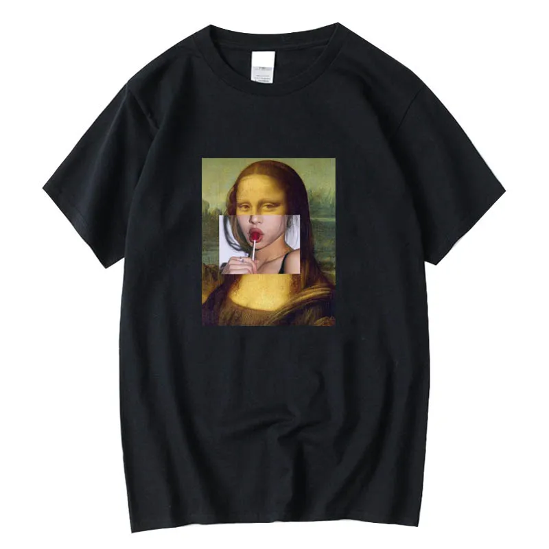 

Мужская футболка XIN YI высокого качества из 100% хлопка, крутая модная мужская футболка с принтом Моны Лизы, футболка с круглым вырезом, мужские...