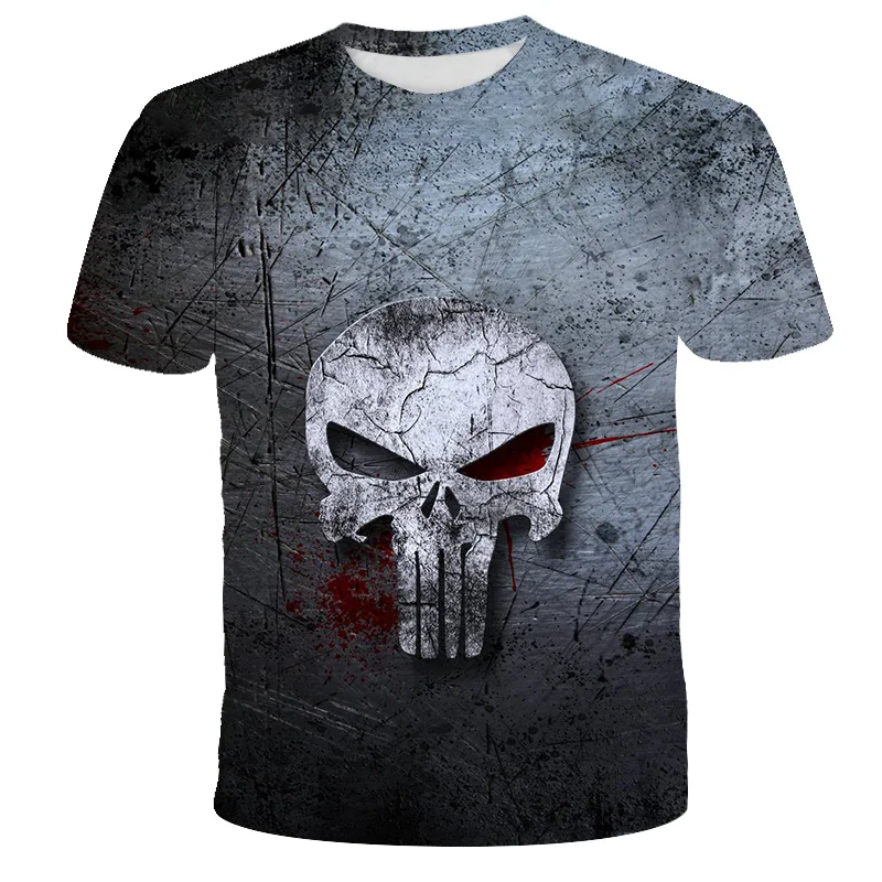 

Hot summer boys and girls 3D printing children's round neck short sleeve skull outdoor T-shirt 4-14t2021 NEW