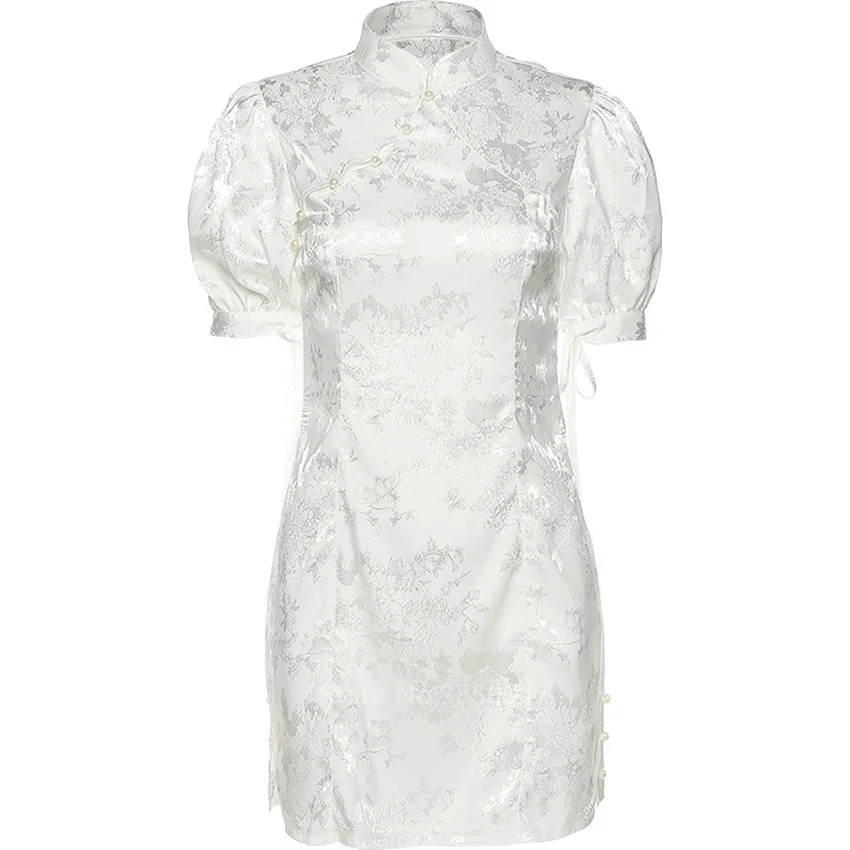 

Chinese Summer Traditional Chinese Cheongsam Dress Women Girls Retro Qipao Bodycon Sexy Short Bandage Vintage Fashion Mini Dress