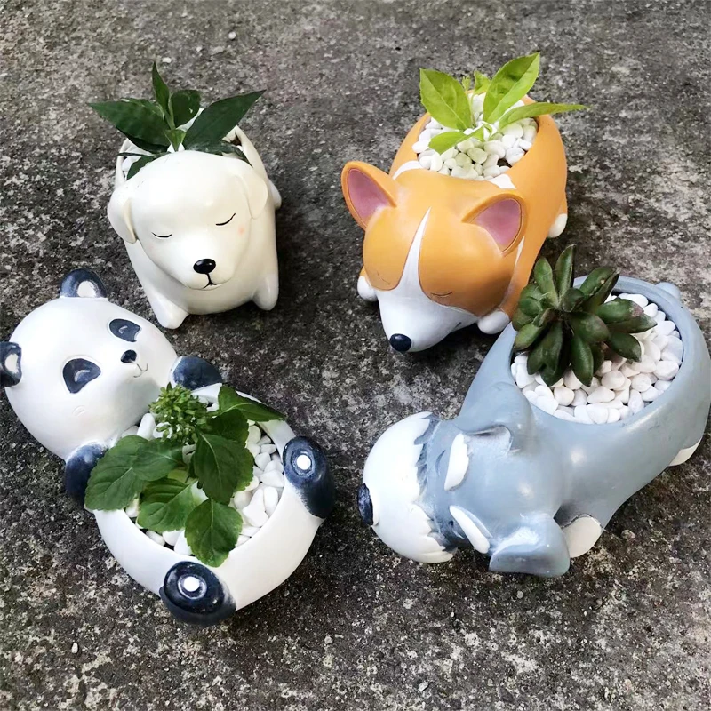

Pet Animal Flowerpot Concrete Silicone Mold Dog Fox Vase Silica Gel Mould Succulent Plant Pot Mold Cement Clay Molds Home Decor