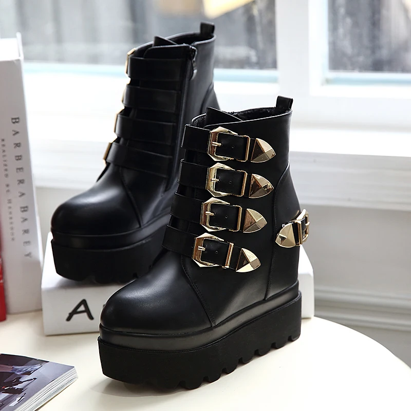 2019 женские ботинки с заклепками и на массивном каблуке 11 5 см короткие платформе