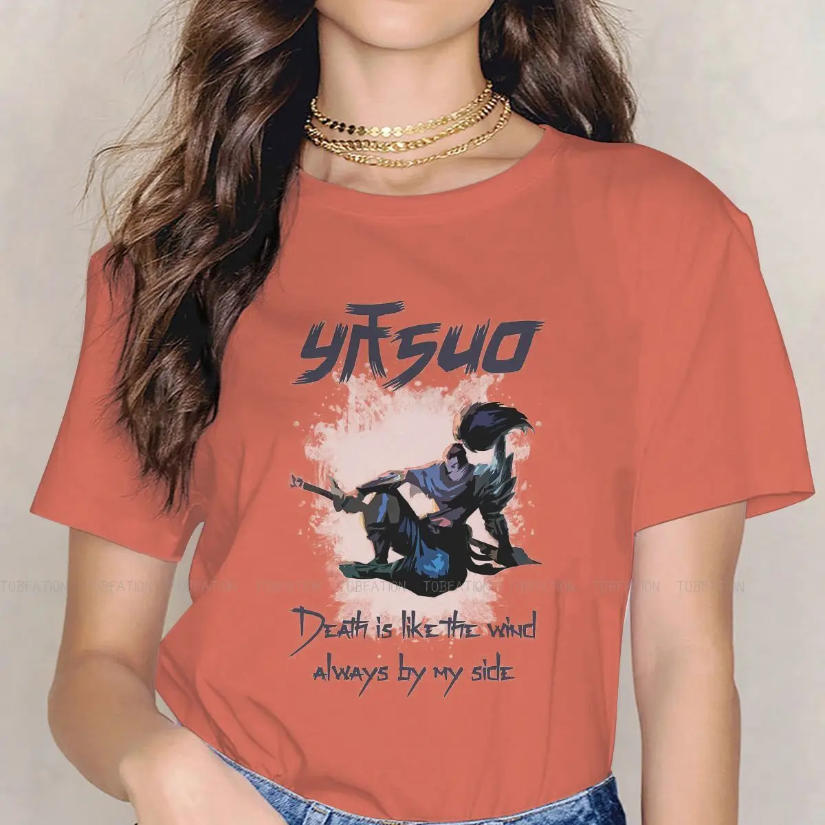 

Футболка YASUO с круглым вырезом, Лига Легенд, Оригинальная футболка из чистого хлопка, новый дизайн для девушек, большие размеры