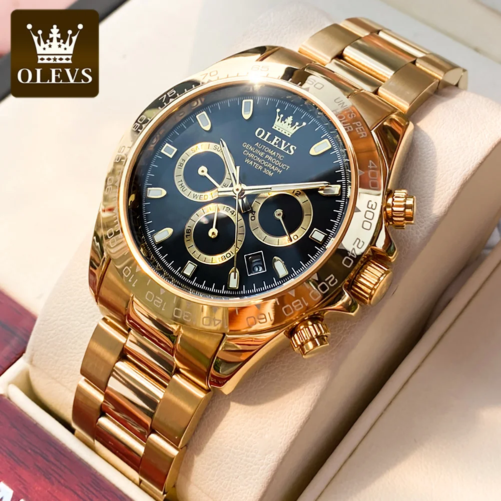 

Мужские часы Olevs luxury18K с автоматическим механическим ремешком из нержавеющей стали