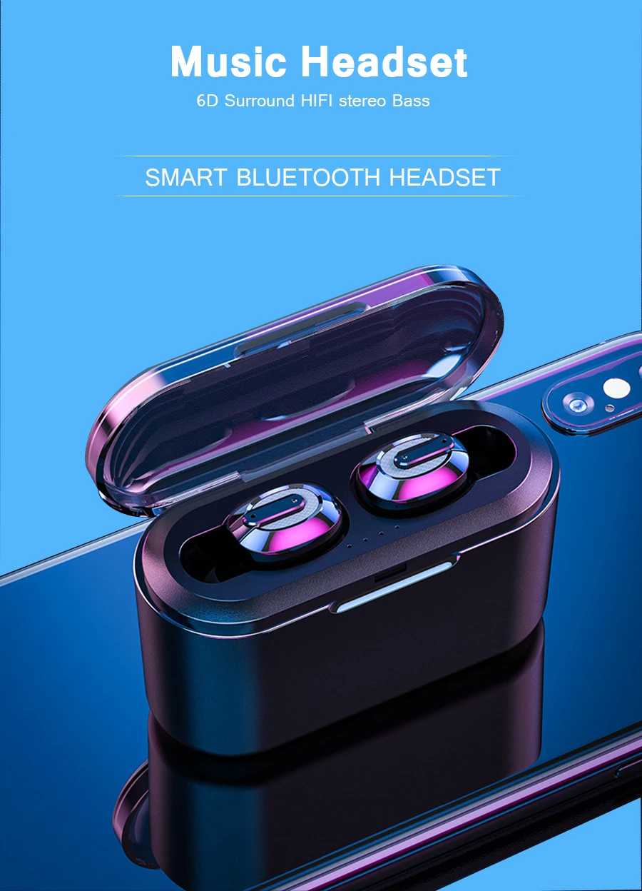 Беспроводные наушники стерео bluetooth наушники T2 TWS Bass Surround auriculares bluetooth inalambrico 2200 мАч музыка fone de ouvido