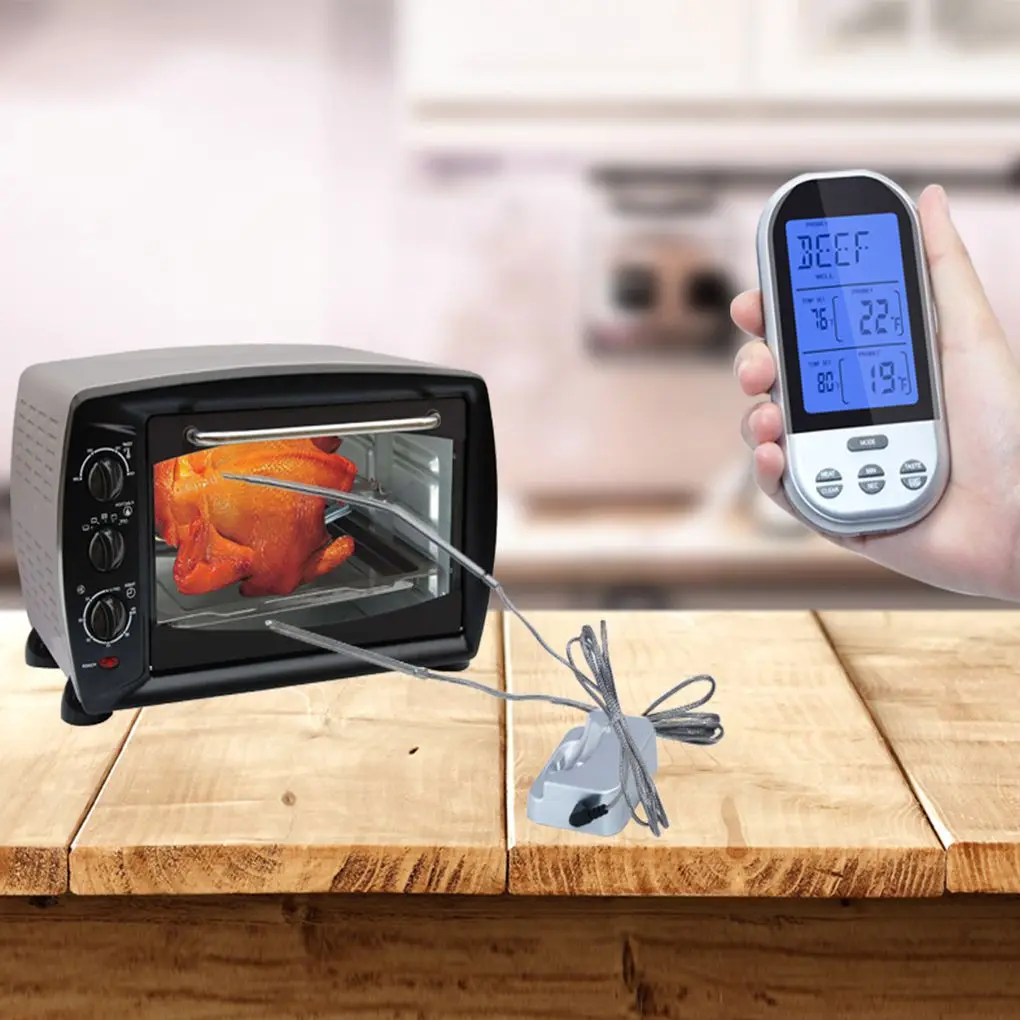 

Цифровой термометр для мяса с водонепроницаемым двойным зондом беспроводной дистанционный термометр для приготовления курильщика кухонн...