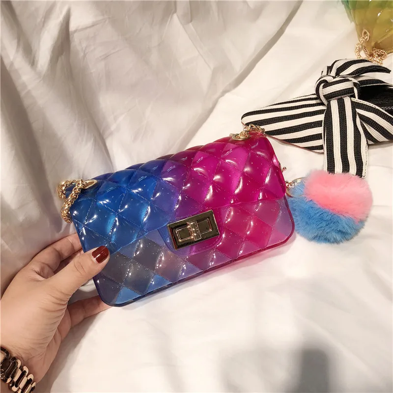Женская разноцветная желеобразная сумка ins super fire ромбовидная маленькая