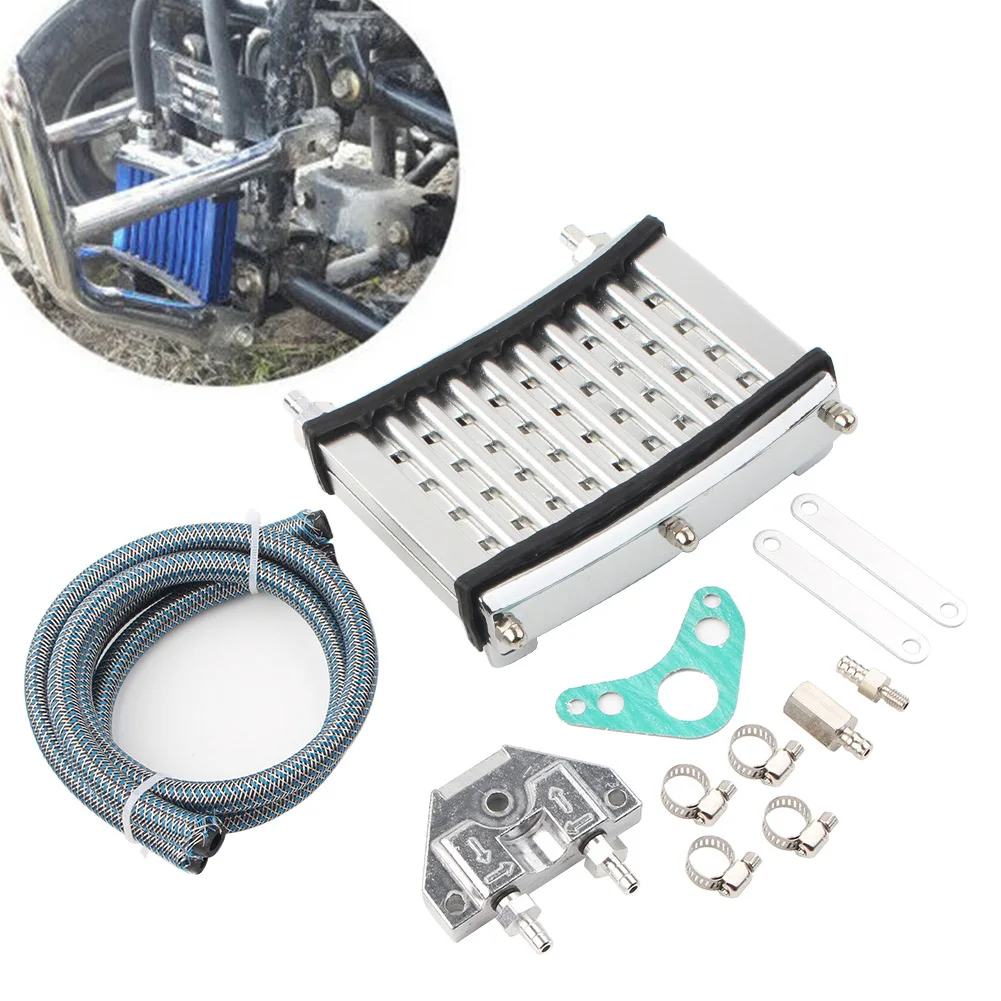 

Silver Motorcycle Oil Cooler Cooling Radiator For 125cc 140cc 150cc Motor Dirt Pit Bikes ATV
