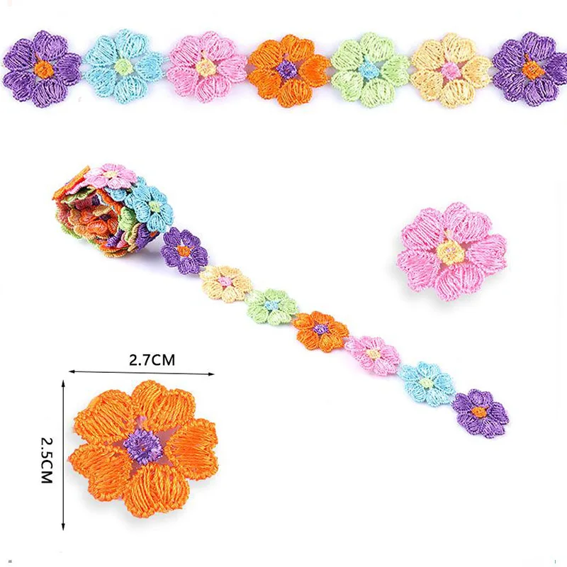 5-petal petal 1 метр красочные лепестки кружева Полиэстер Водорастворимые Вышитые Пальто DIY материалы ручной работы одежда ручной работы - Цвет: 5-petal petal