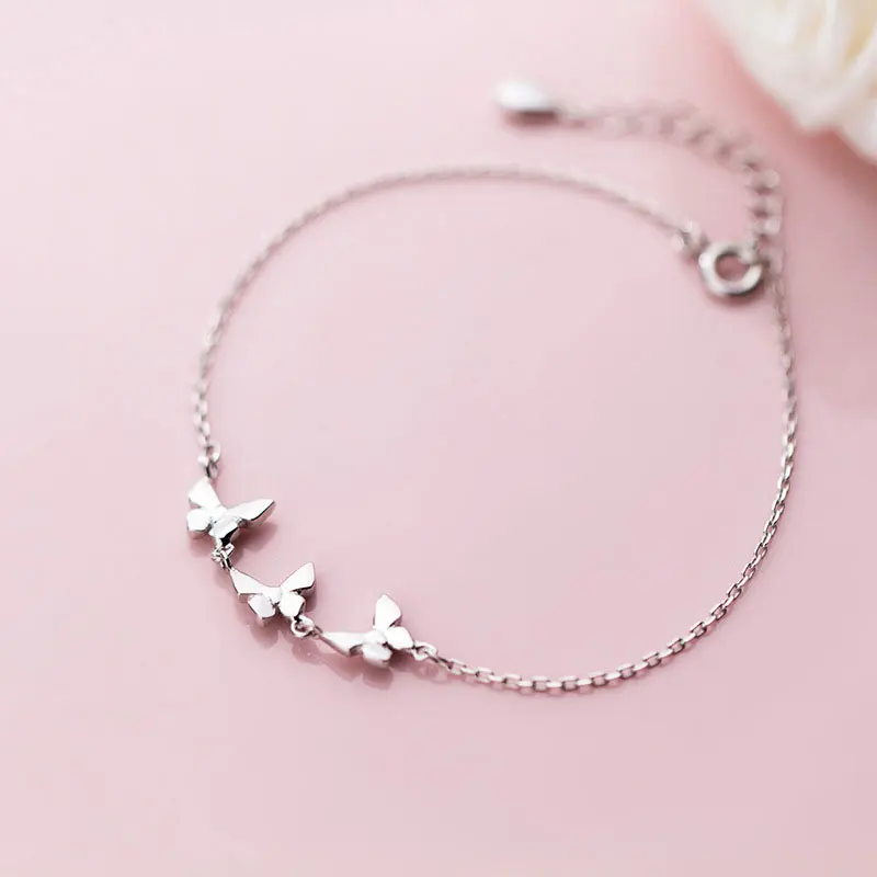 Женский браслет-цепочка из стерлингового серебра 925 пробы с милым бантом и