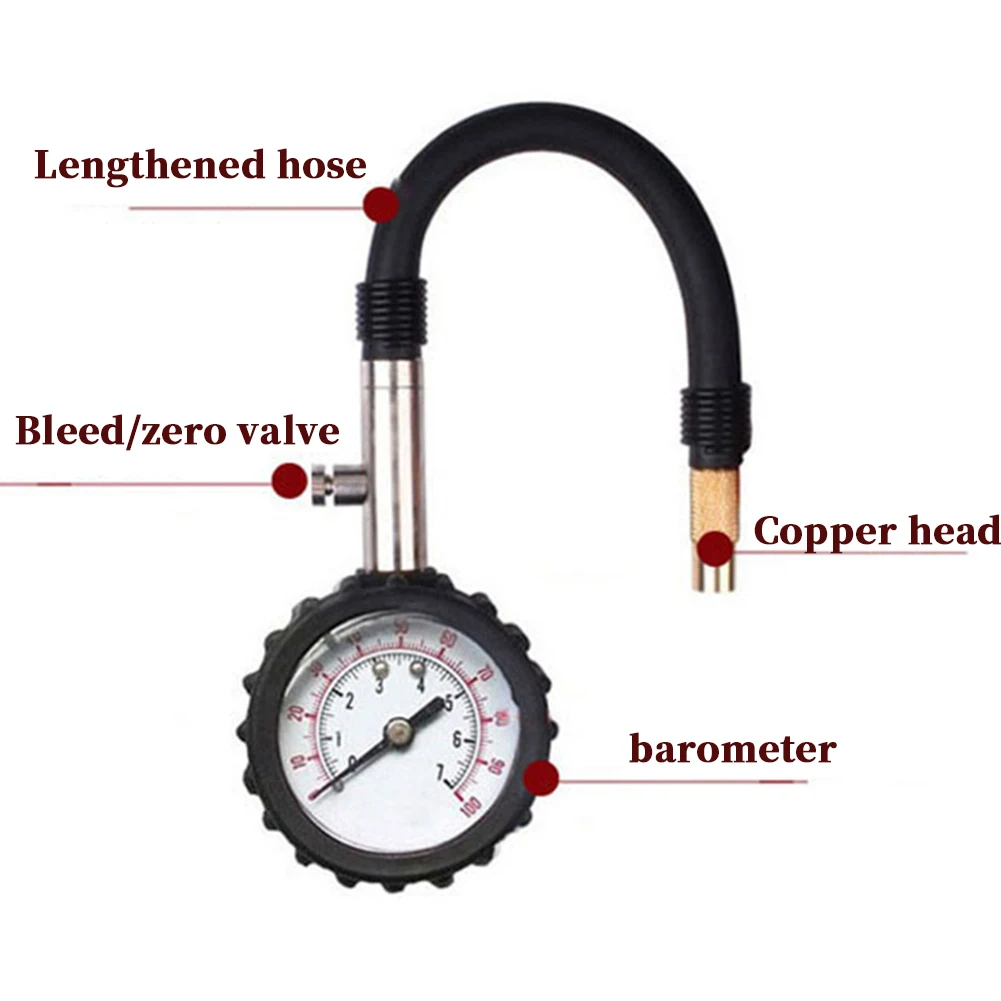 

For Car/Motorbike Portable Tyre Pressure Gauge With Bleeder Accurate Repair Vehicle Detection Tool Car Accessory 60 PSI