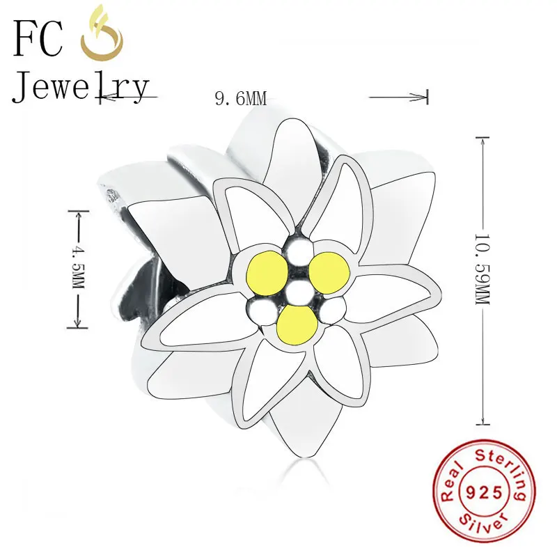 FC Jewelry Fit оригинальный бренд Шарм браслет 925 серебряный желтый цветок из белой