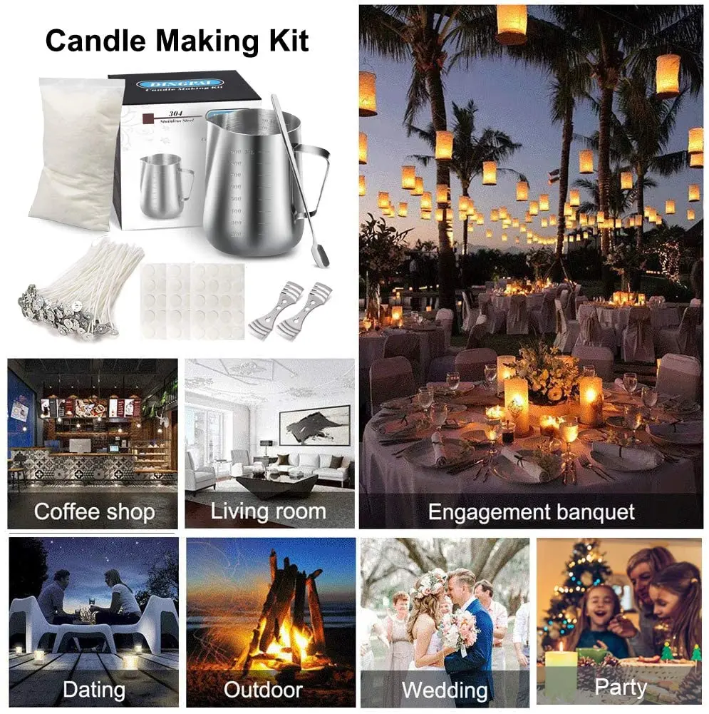 

Candle Making Kit Supplies Soy Wax DIY Candle Craft Tools Including Candle Make Pouring Pot Wicks Sticker Natural Soy Wax Spoon
