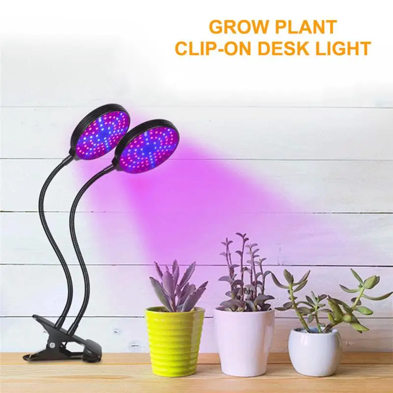 

LED Grow Light Single/Double/Triple Head Timing Clip-on Desk Lamp USB 5 Levels Dimming Indoor Plant Flower Growing Light