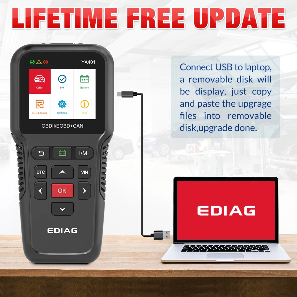 Диагностический сканер EDIAG YA-401 для диагностики автомобиля с многоязычной