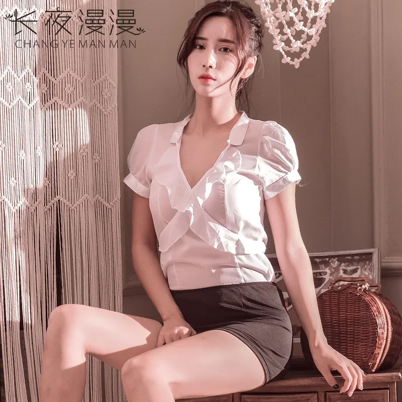 

Sexy Lingerie Sexy Tight Short Skirt Uniform Ol Female Secretary Teacher Business Suit Women Average Size Spandex Polyester 50