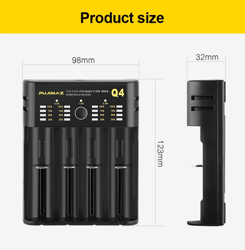 Зарядное устройство VOXLINK для аккумуляторов 18650 5 В/2 А USB-кабель быстрой зарядки 26650