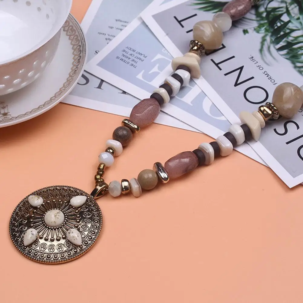 Богемное женское ожерелье из смолы деревянные бусины подвеска на длинной