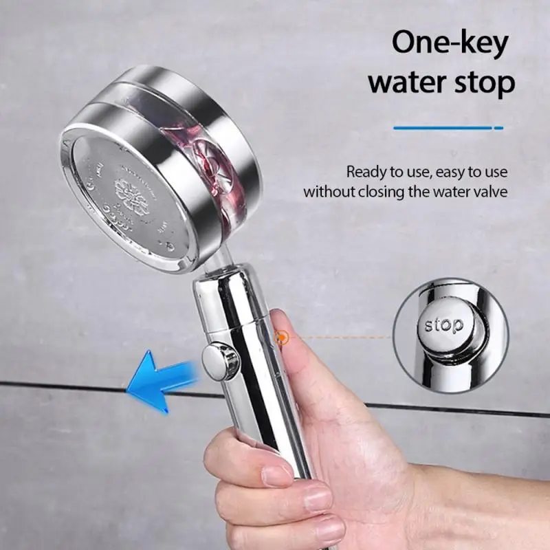 Water stop shaking head shower High pressure water saving bathroom booster Adjustable 8K mirror SPA nozzle Shower Head | Обустройство