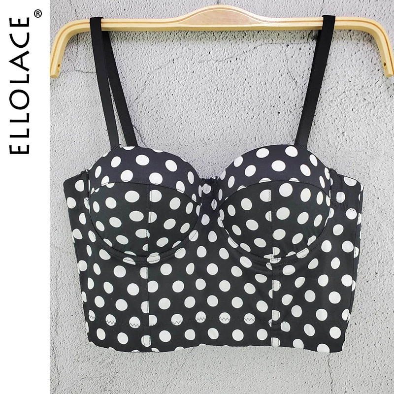 

Ellolace Polka Dot Corset Bustiers Corsets Top Sexy Lingerie Vintage Corset For Beauty Bustier Top Tanks Steampunk Corset Shirt