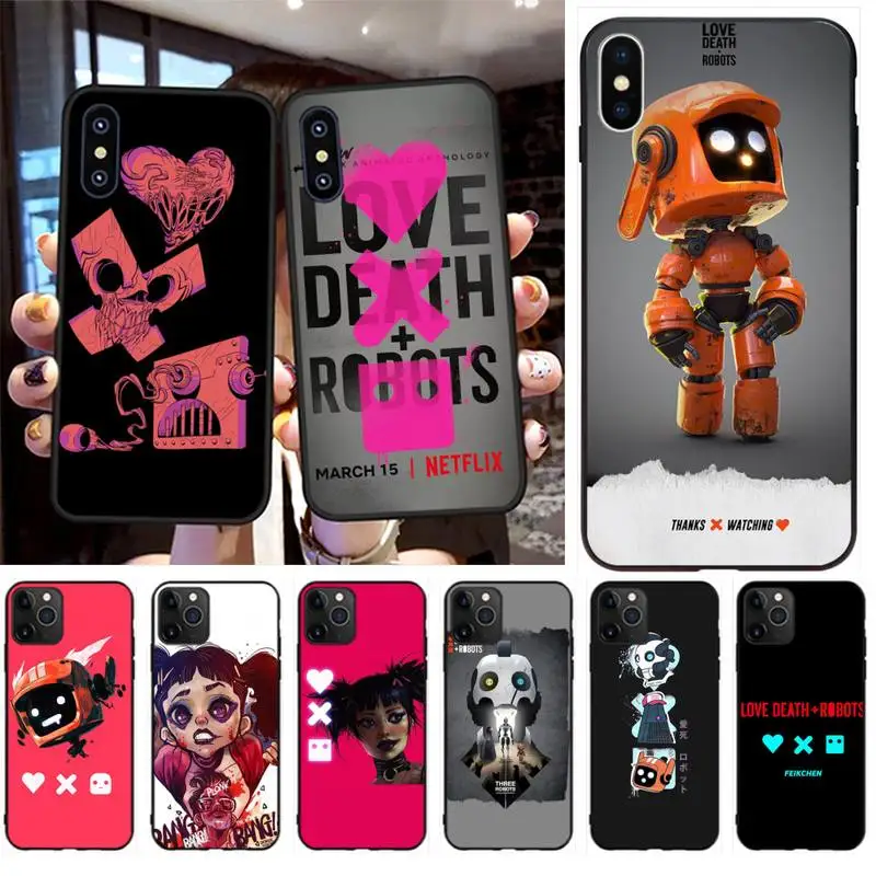 Мягкий силиконовый черный чехол PENGHUWAN с надписью Love death and robot для iPhone 11 pro XS MAX 8 7 6 6S