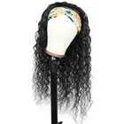 Водная волна парик с головной повязкой парики из натуральных волос для Для женщин колледж 30 дюймов бразильские машина сделано из натуральных Цвет 150% Плотность Парики