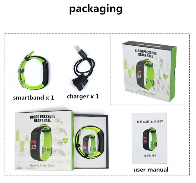 P1 Plus OLED Color Display Smart Band Bracelet IP67 Waterproof Heart Rate Blood Pressure Calorie Monitor Pedometer Sport Tracker |