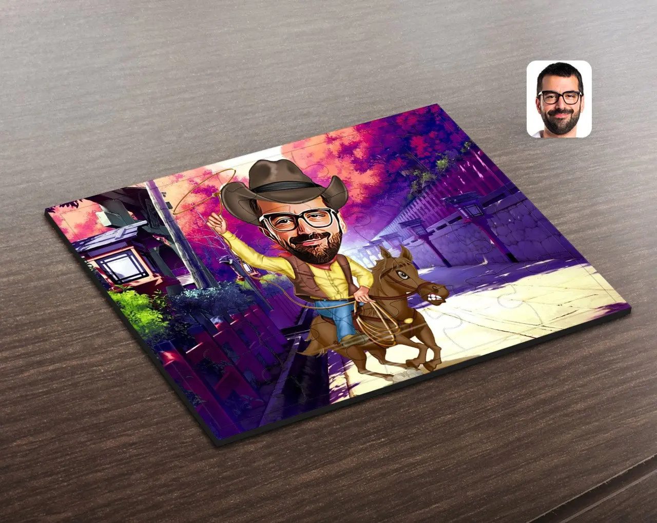 

Personalized Custom Cowboy Caricature Of Wooden Puzzle-2