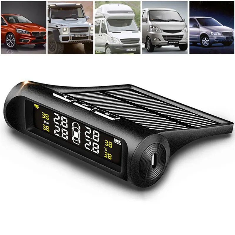Автомобильная система контроля давления в шинах TPMS, солнечная зарядка, автоматический цифровой дисплей, система охранной сигнализации, датчик давления в шинах