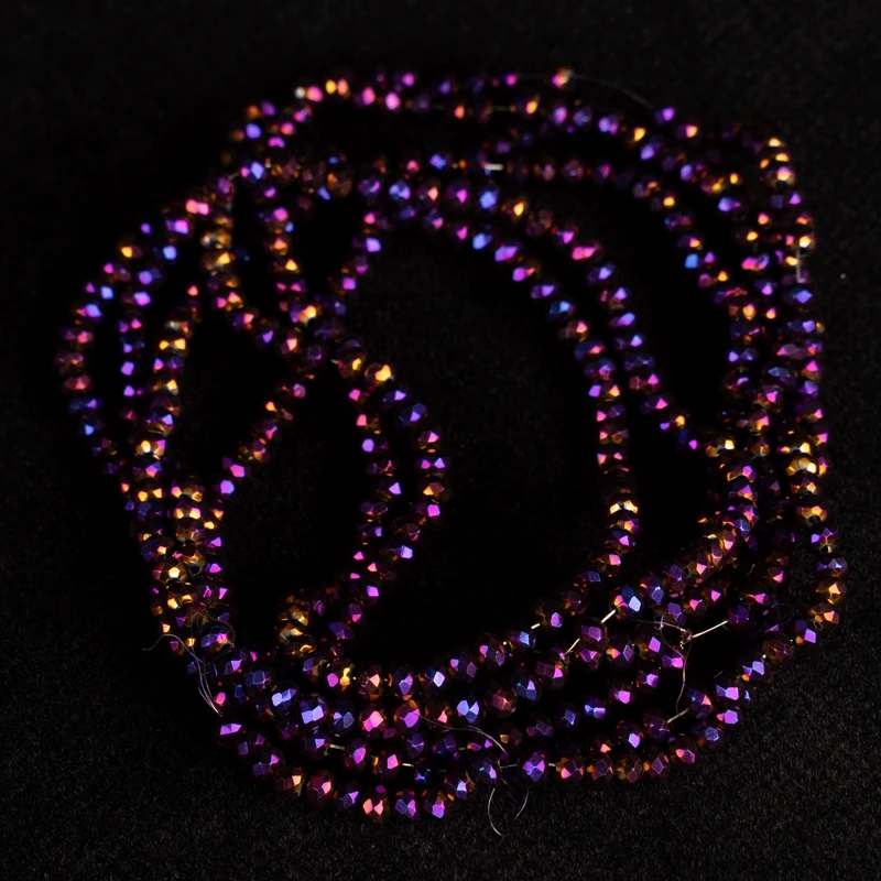 2x3 мм 140 шт Разноцветные фиолетовые граненые стеклянные бусины круглые ручной