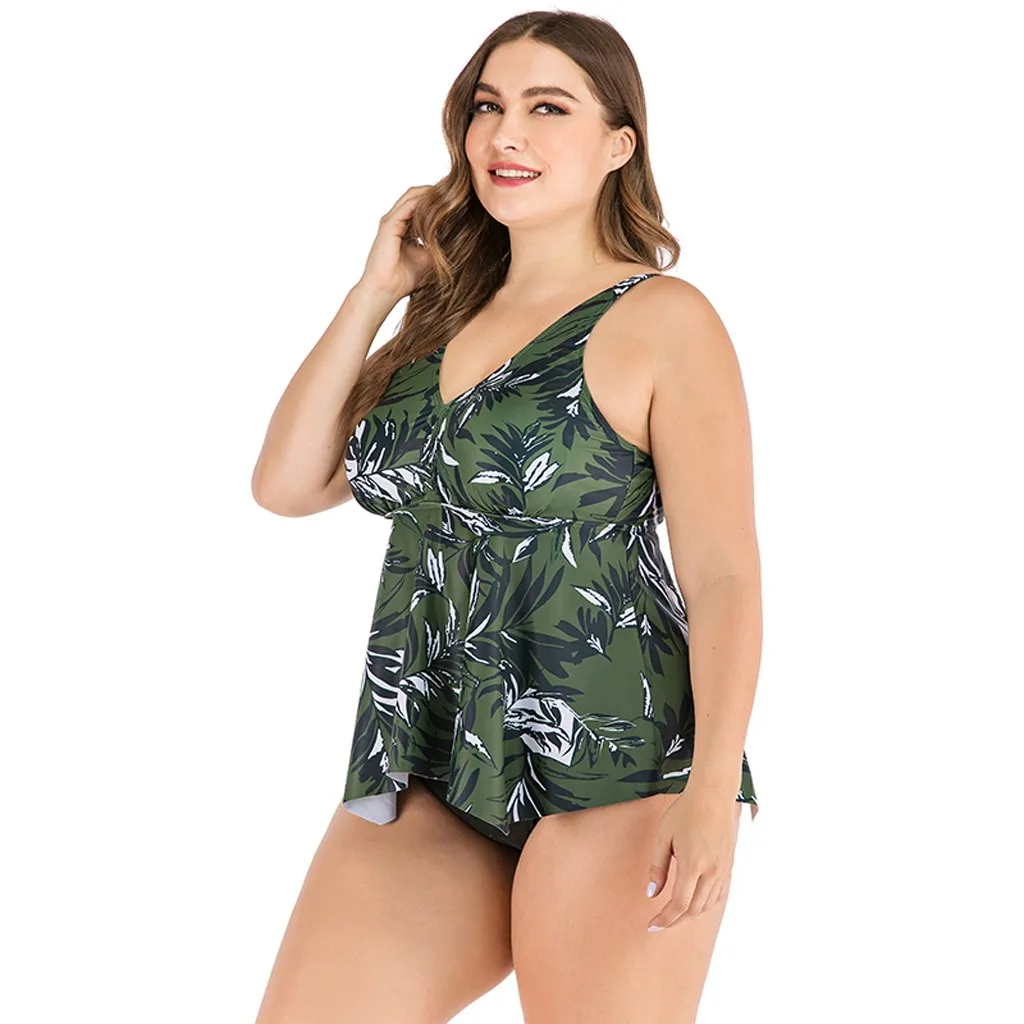 SAGACE Женский сексуальный купальник размера плюс с v-образным вырезом принтом