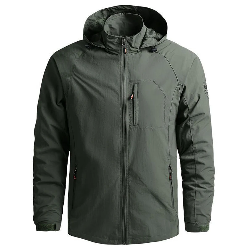 

Men's sportswear Windbreaker Military Thin Jackets for Men Casual streetwear Breathable Hooded coats Brand Clothing Size M~6XL