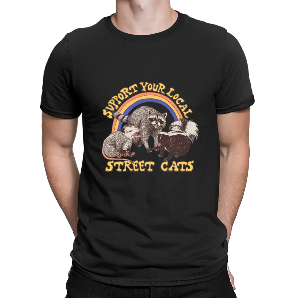 

Support Your Local Street Cats T-shirt Vintage Funny Cat Kitten Shirt Raccoon Shirt Gift For Raccoon Lover streetwear