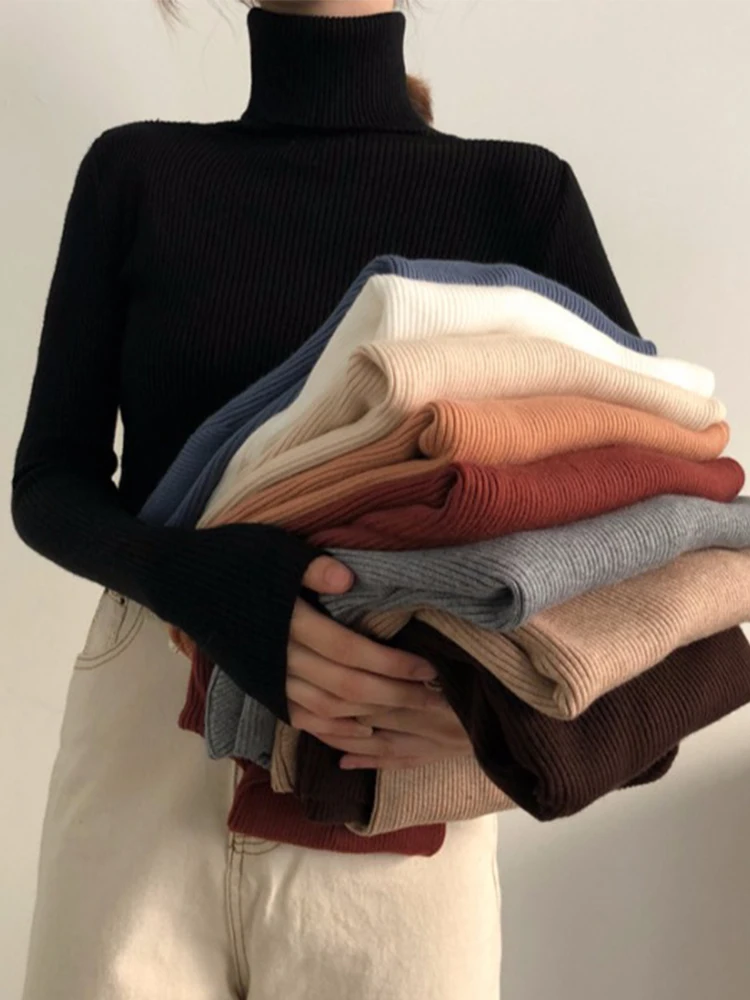 

Spring-autumn-winter women's new high-neck bottoming shirt with sweater inside slim long-sleeved sweater