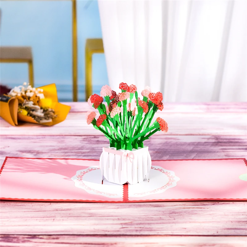 10 Pack 3D Carnation Pop-Up Flowers Card for Mothers Thanksgiving Day Anniversary Birthday Gift Valentine's Wholesale | Дом и сад