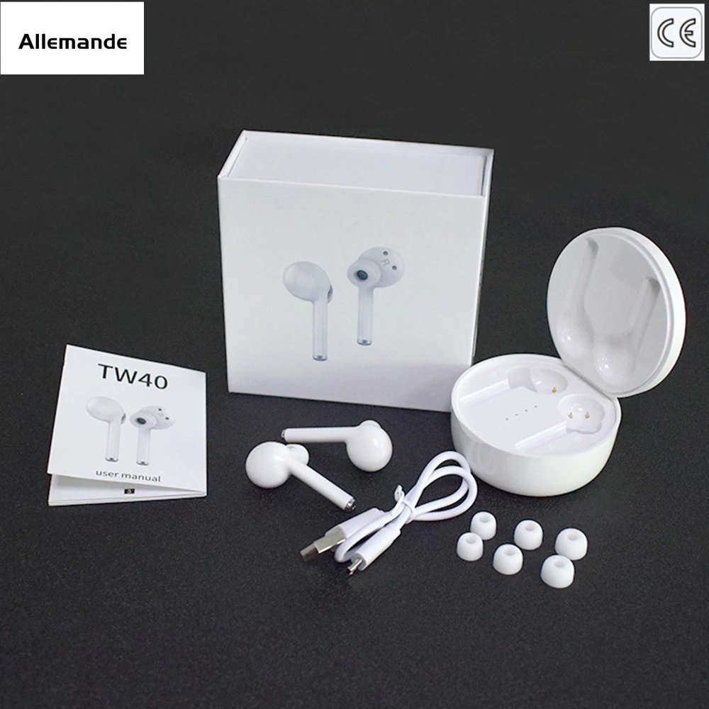 TW40 наушники вкладыши TWS True Беспроводной Bluetooth5.0 сенсорный Управление с защитой от