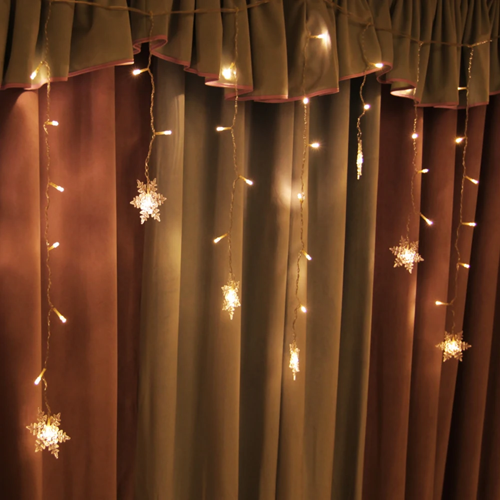 USB Snowflake LED Strip Light Curtain Fairy Lamp Party Christmas Wedding New Year Decoration 4 Colors 1.5x0.5m 2.5x0.5m 3x1m