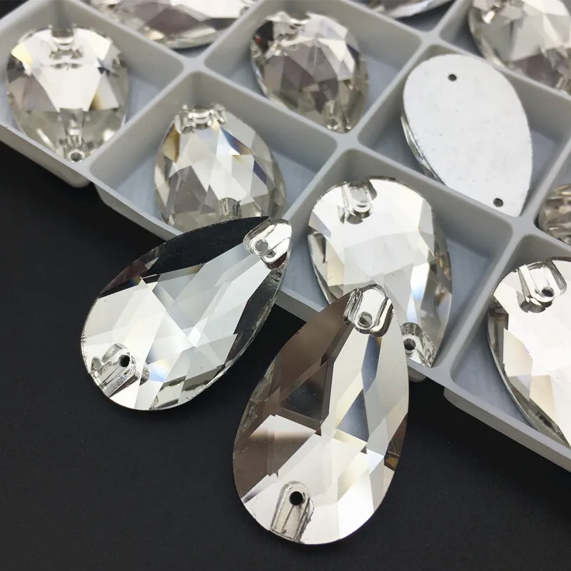 

Космическое Стекло Хрустальные пришитые стразы Прозрачные плоские стразы с отверстиями шитые стразы из горного хрусталя для свадебного платья своими руками