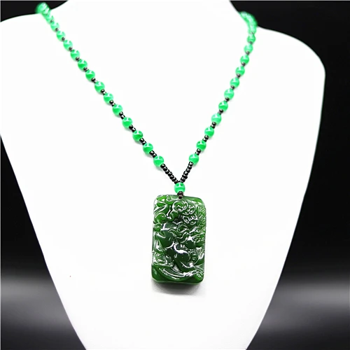 Натуральный зеленый китайский нефритовый кулон Pixiu ожерелье очаровательное