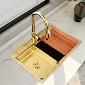 large single basin nano gold 304 sink single basin kitchen sink sink multifunctional embedded under counter basin 8046cm free global shipping