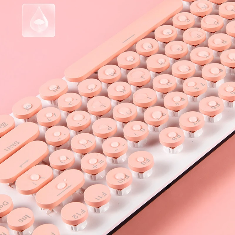 Ретро Проводная игровая клавиатура и беспроводной набор для мыши круглая