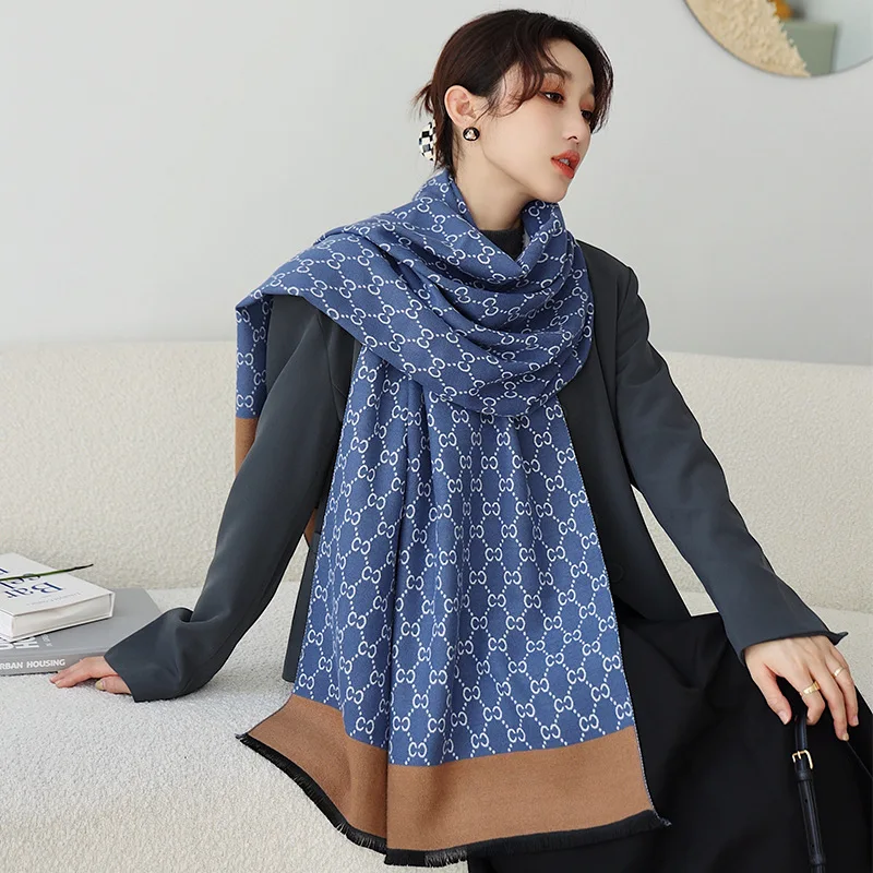 

Women 2021 Winter Scarf Cashmere Shawls and Wraps Lucury Print Female Pashmina Warm Thick Bufanda Hijab Foulard Blanket Stoles