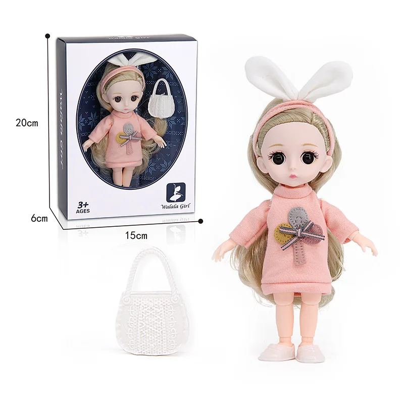 

New BJD Doll 16cm 13 Movable Joint 1/12 Makeup Fashion Casual Skirt Clothing Doll Accessories Play House Toys for Girls Gift