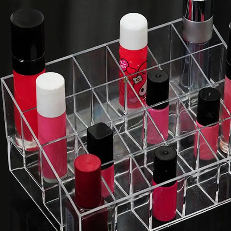 

24 Grid Lipstick Box Acrylic Makeup Organizer Storage Box Lipstick Nail Polish Display Stand Holder Cosmetic Organizer Box