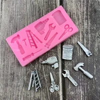 3d hardware spanner scissors saw ladder silicone fondant molds household cake decorating baking tools candy chocolate gumpaste