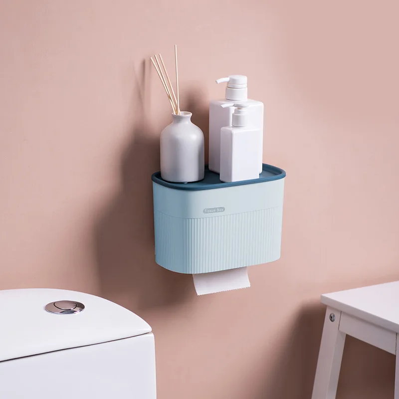 

Toilet tissue box punch-free Nordic ins household toilet paper waterproof tissue box wall shelf