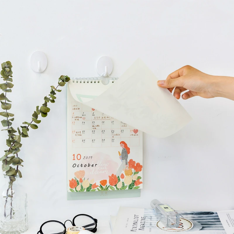 Настенный календарь новый год 2020 свежие творческие цветы ручной росписью