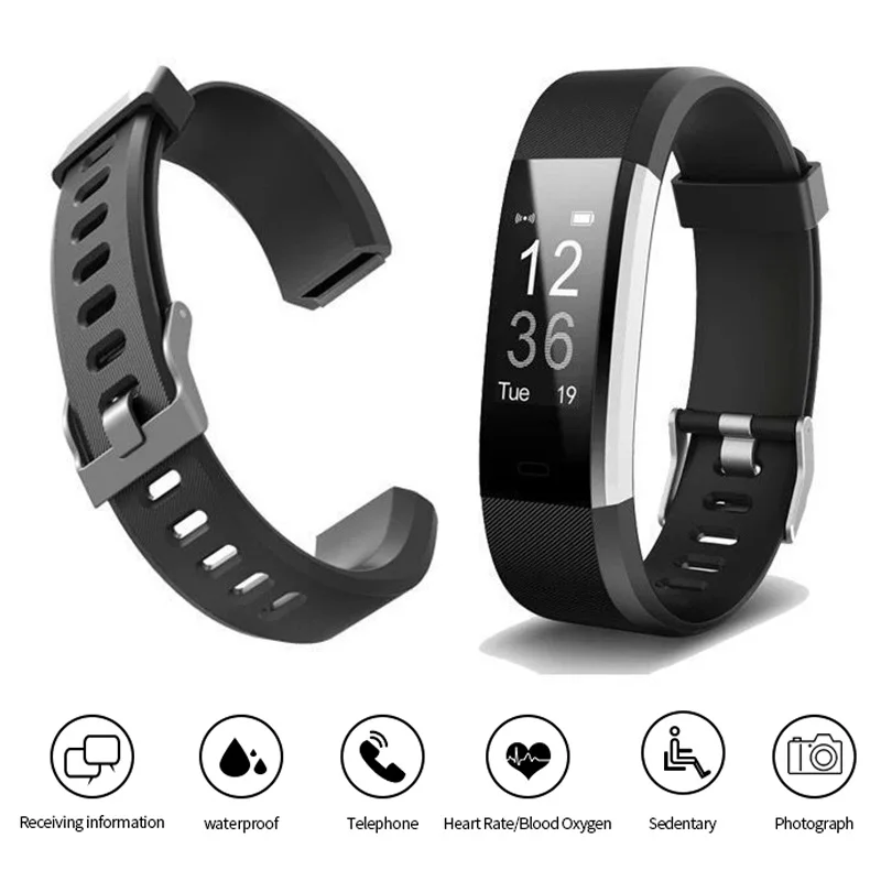 JSLMin Смарт Браслет часы фитнес Bluetooth с измерением давления поясом id 115 Veryfit браслет