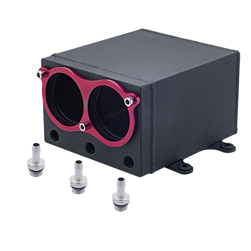 

Product 60mm dual port 044 pump use racing black Billet aluminium oil catch can fuel surge tank oct1116